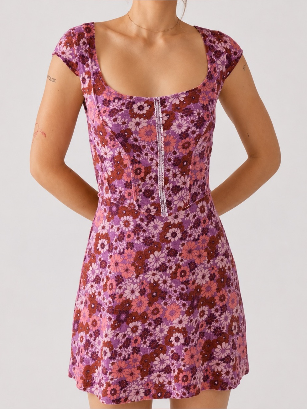 Urban Outfitters Juliette Seamed Floral Mini Dress NWT